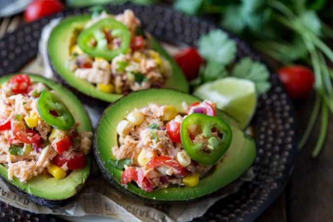 I thought I wanted tacos, then I made this Tex Mex Tuna Salad Stuffed Avocados and I realized how wrong I was. This stuff is delicious!