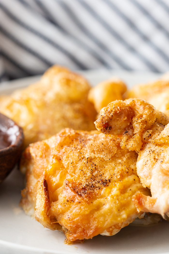 close up image of air fryer chicken