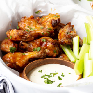 Air fryer chicken wings, cooked to crispy perfection