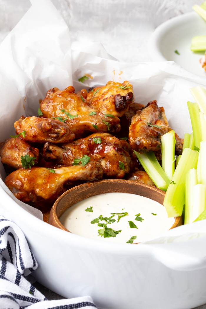 Air fryer chicken wings, cooked to crispy perfection