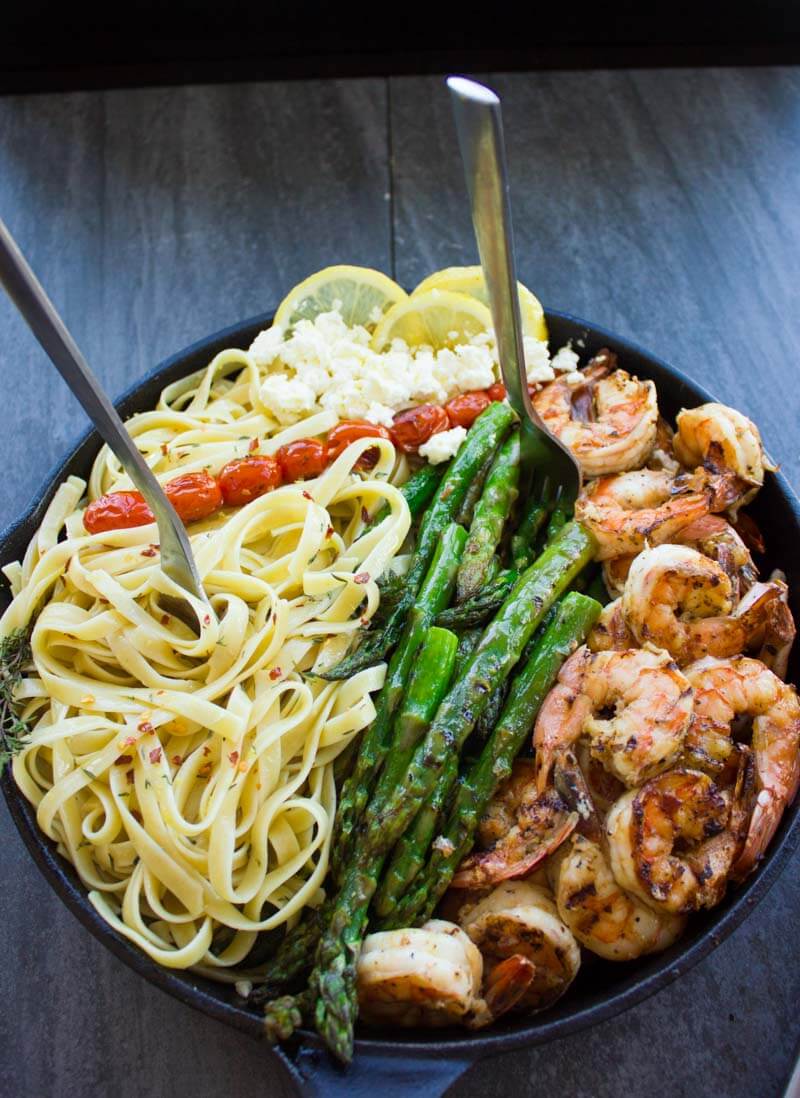 Asparagus Shrimp Pasta Dinner