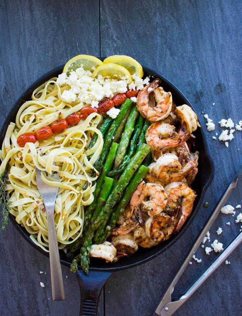 Asparagus Shrimp Pasta Dinner