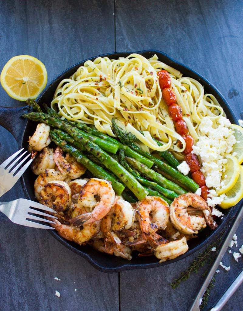 Asparagus Shrimp Pasta Dinner