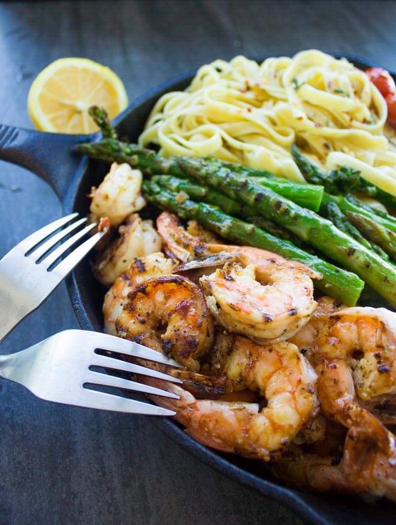 Asparagus Shrimp Pasta Dinner