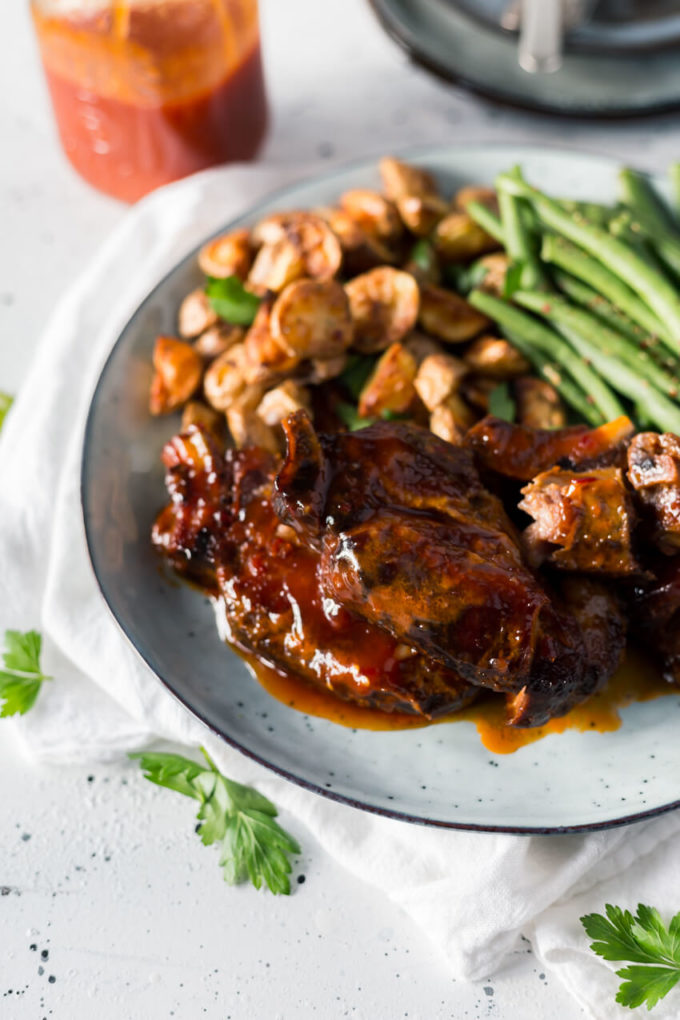 BBQ Country Style Pork Ribs cooked in the crock pot