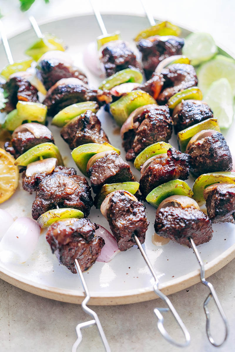 Balsamic rosemary beef kabobs are a delicious, tender, flavorful kabob