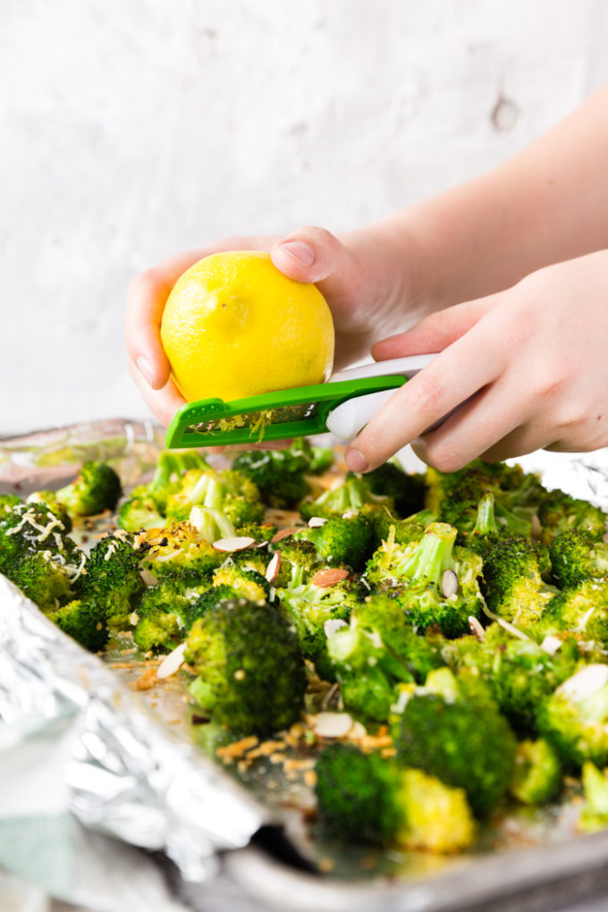 lemon zest on broccoli