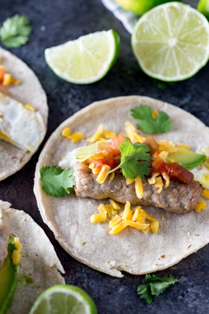 Easy to make sausage and egg breakfast tacos