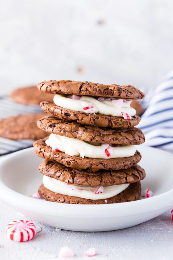 Brownie Cookie Sandwiches with Peppermint Icing Easy Peasy Meals
