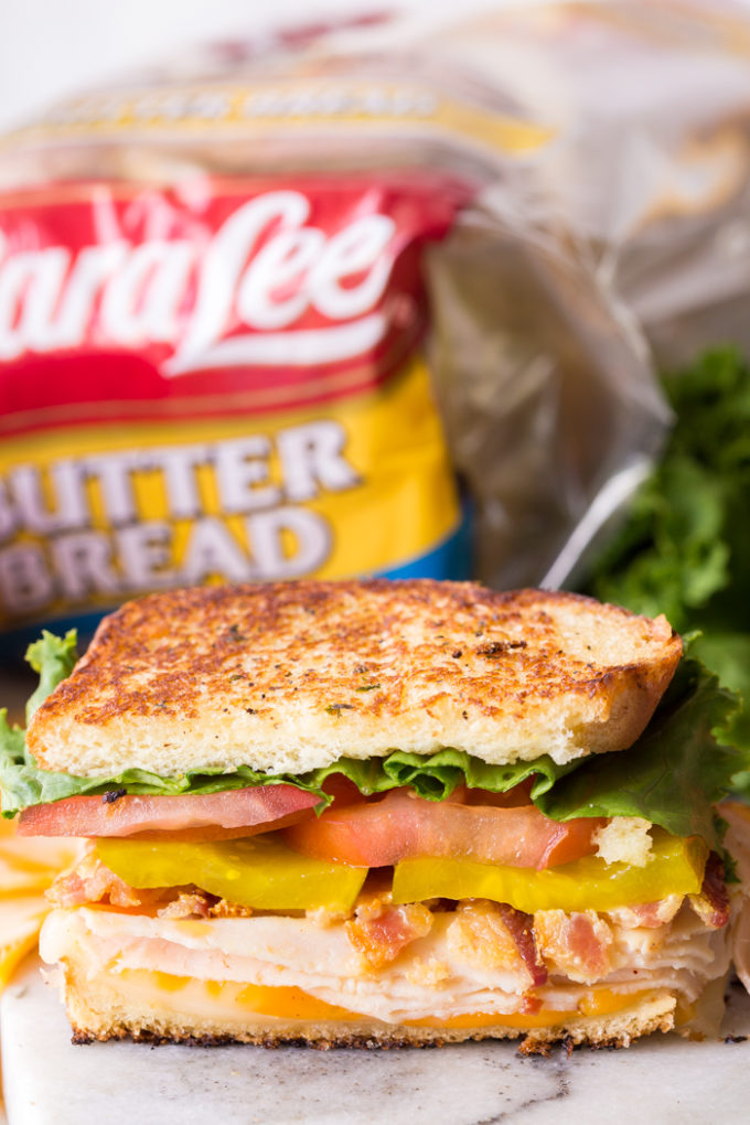 delicious Sara Lee bread made into a chicken club sandwich