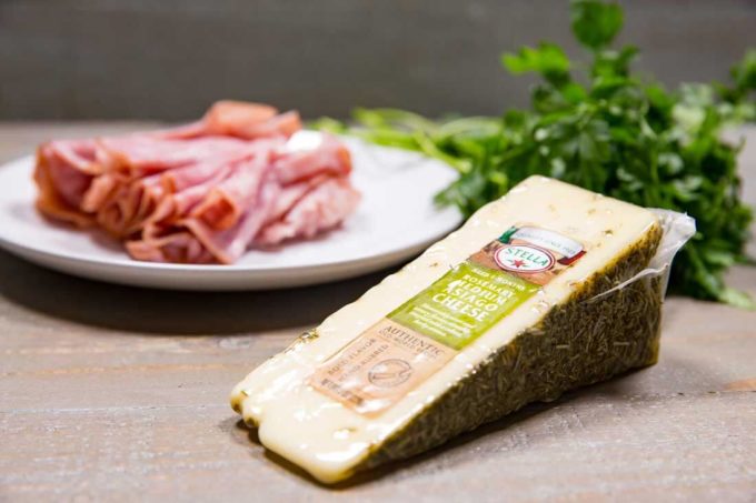 Stella cheese and a hearty chicken cordon bleu roll up bake