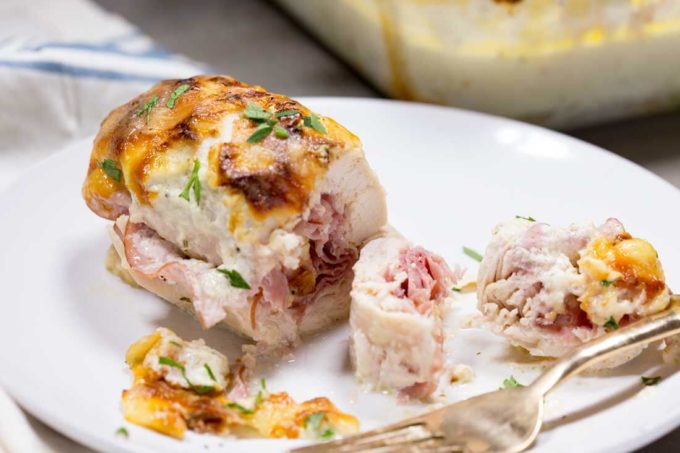Bacon Wrapped Chicken Cordon Bleu - Fit Mom Journey