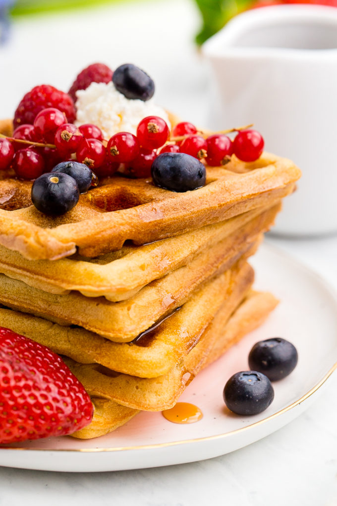 This classic waffle recipe offers a crispy exterior, and soft fluffy interior. Yum! 