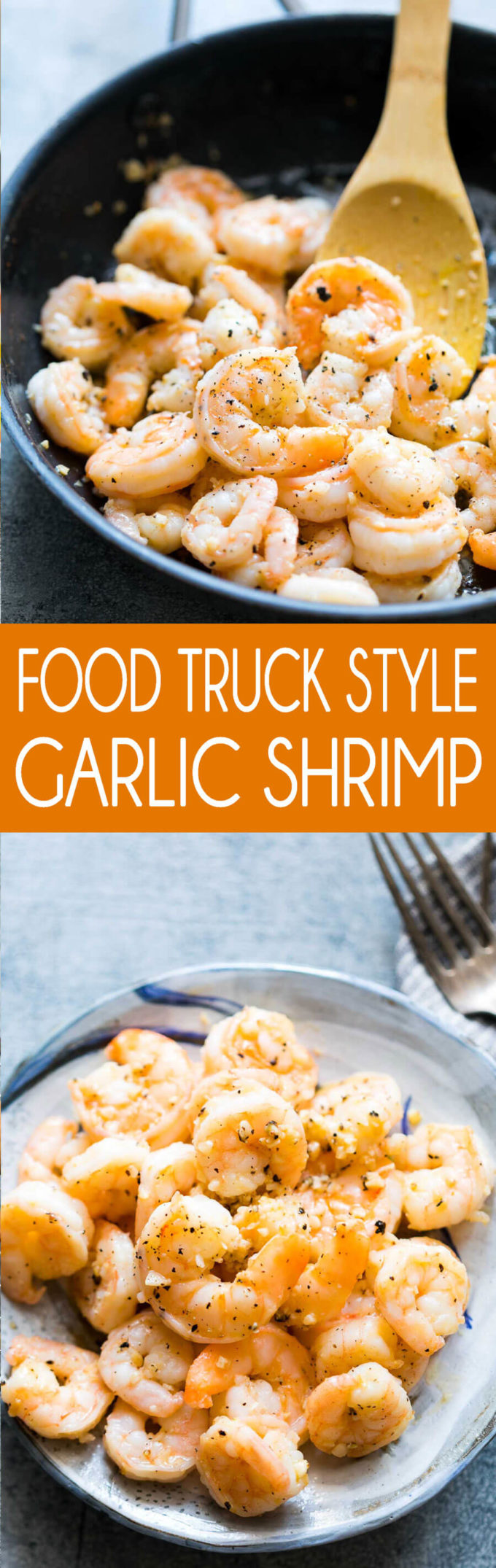 Food truck style garlic shrimp, big juicy shrimp sauted in garlic butter for the ultimate island meal