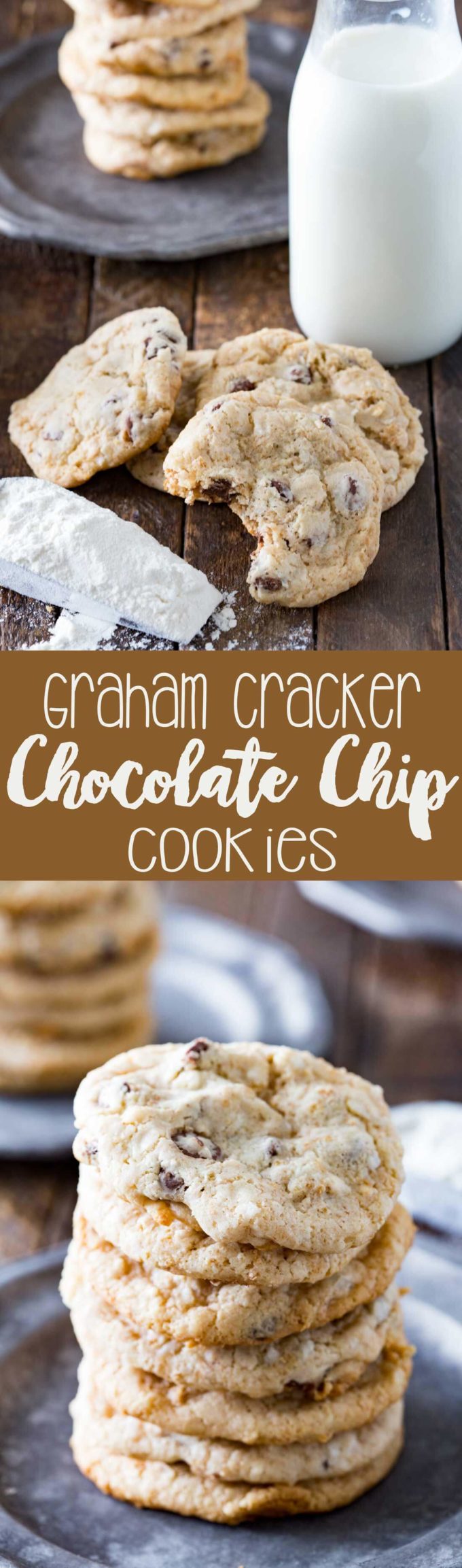 Easy, crispy outside, soft inside, these graham cracker chocolate chip cookies are the best