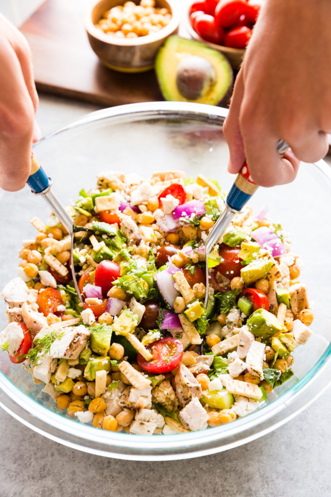 A tasty Greek Chicken Chopped Salad