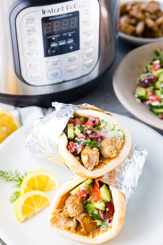 Instant Pot Greek Chicken Gyros with Tzatziki Easy Peasy Meals
