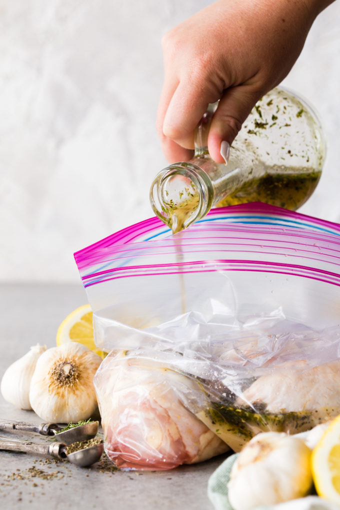 Greek Chicken Marinade, the perfect combination of garlic, lemon, and herbs for chicken