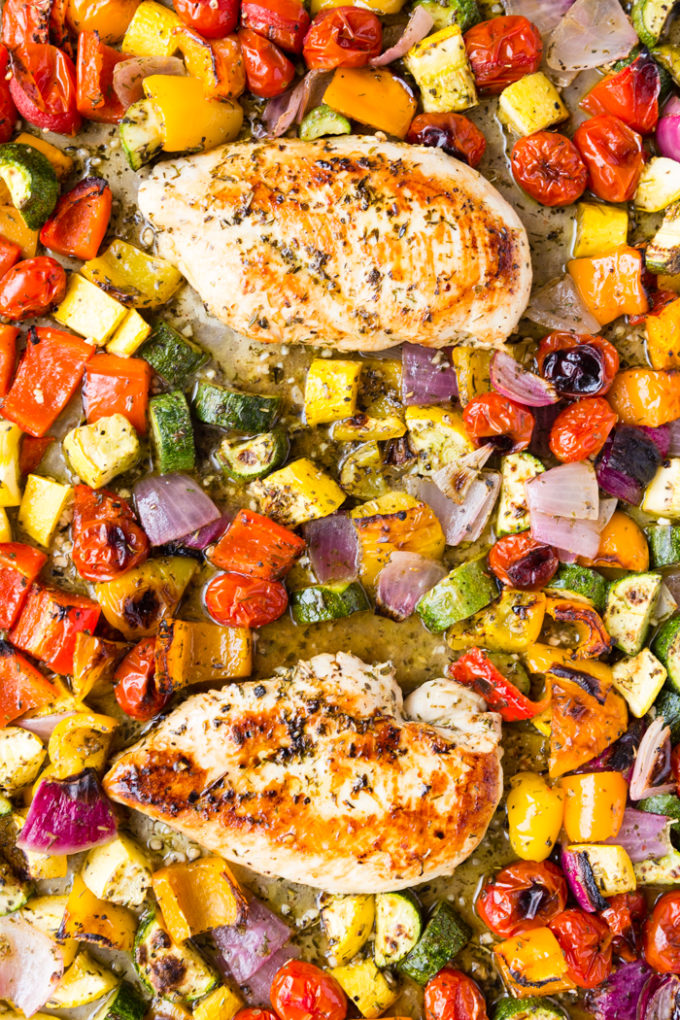 Great sheet pan chicken seasoned with greek seasonings