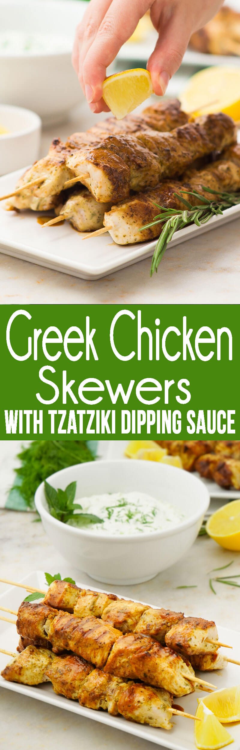 Delicious greek marinated chicken and a tzatziki dipping sauce