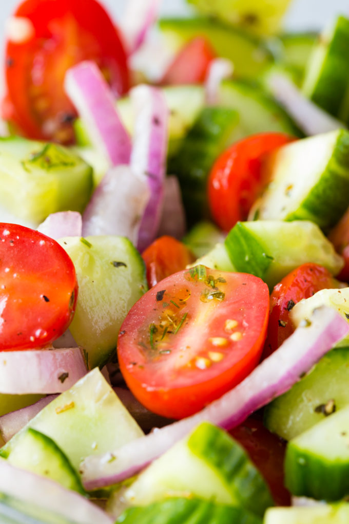 Greek Cucumber Salad is a fresh and tasty dish perfect for summer BBQ's or a midwinter taste of summer