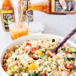 Amazing greek couscous pasta salad loaded with veggies