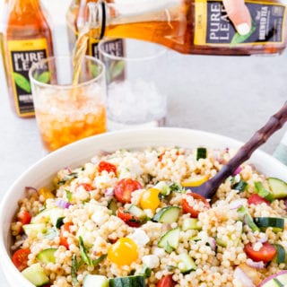 Amazing greek couscous pasta salad loaded with veggies