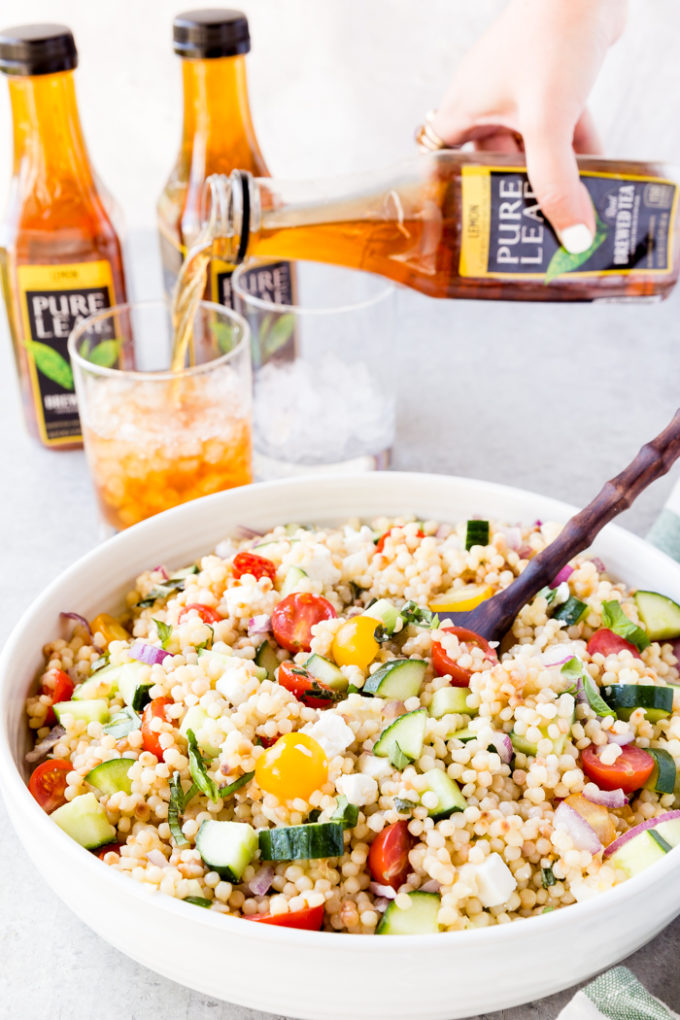 Amazing greek couscous pasta salad loaded with veggies