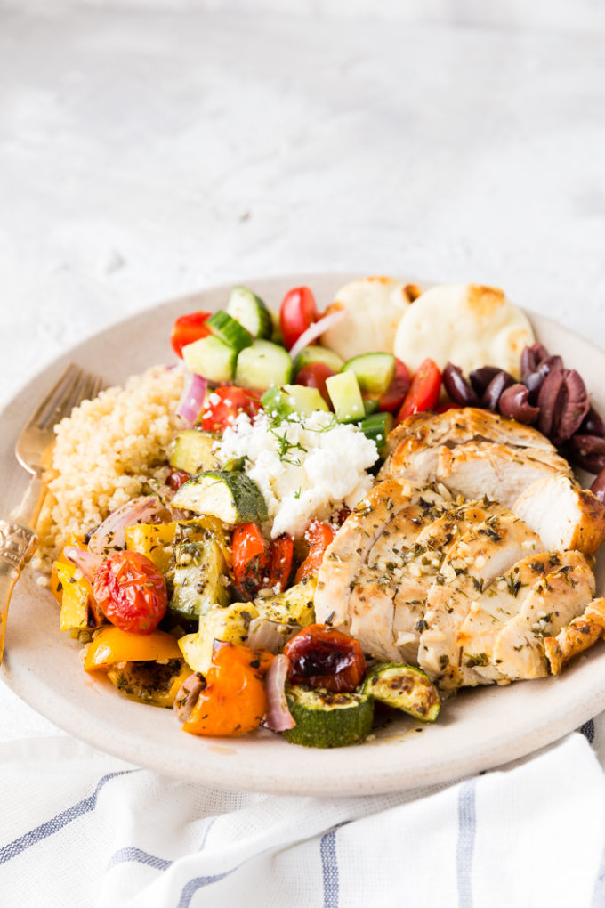 Grilled Greek Chicken Souvlaki bowl