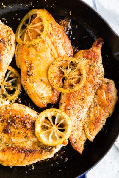 Healthy lemon skillet chicken is a delightful way to use chicken breasts