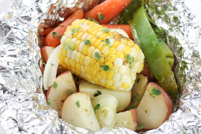 tinfoil dinner packet, Hobo Potato Veggie Packets, camping recipe 
