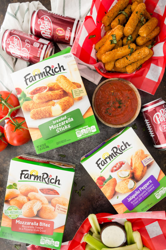 Farm rich snacks paired with homemade marinara