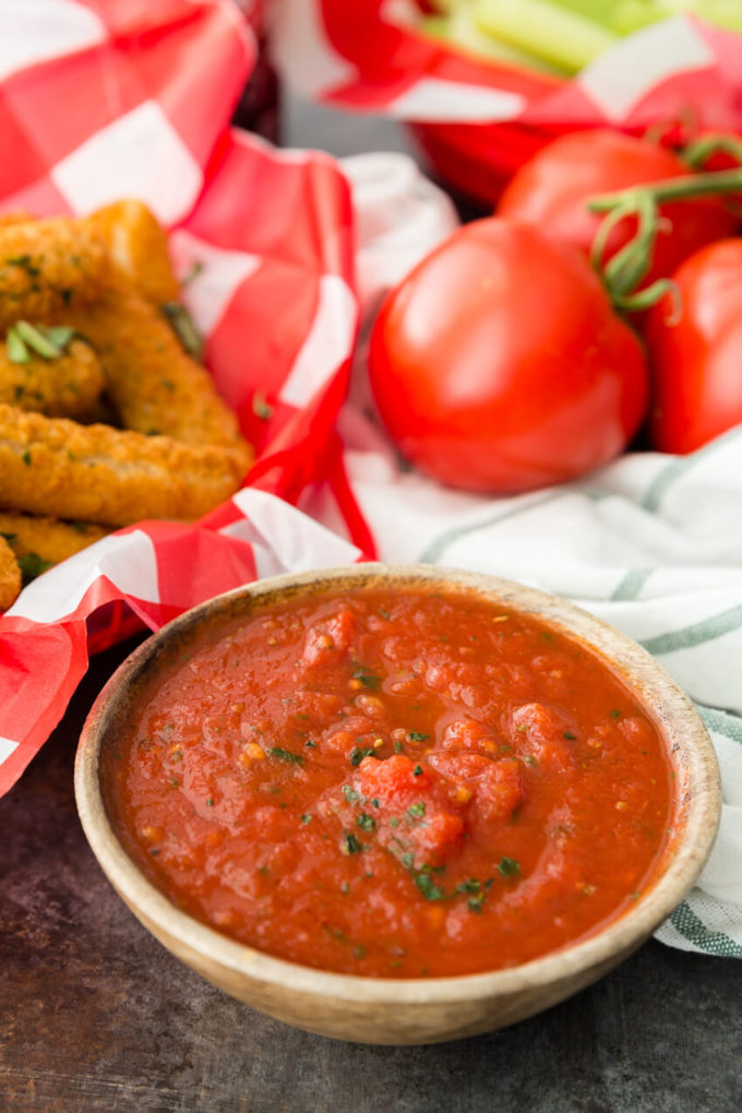 Easy homemade marinara is great for game day dipping