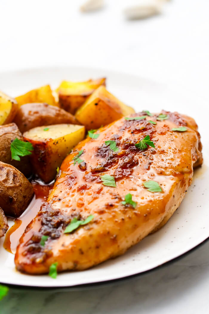 Sheet Pan Honey Garlic Chicken and Potatoes. This is a simple, and delicious meal, made easy for big flavor and low mess. 