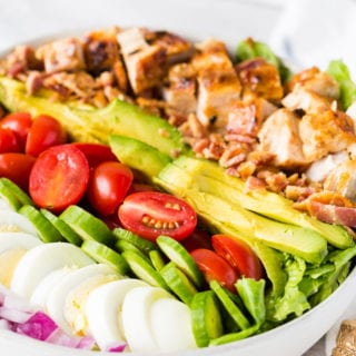 A delicious honey mustard chicken cobb salad