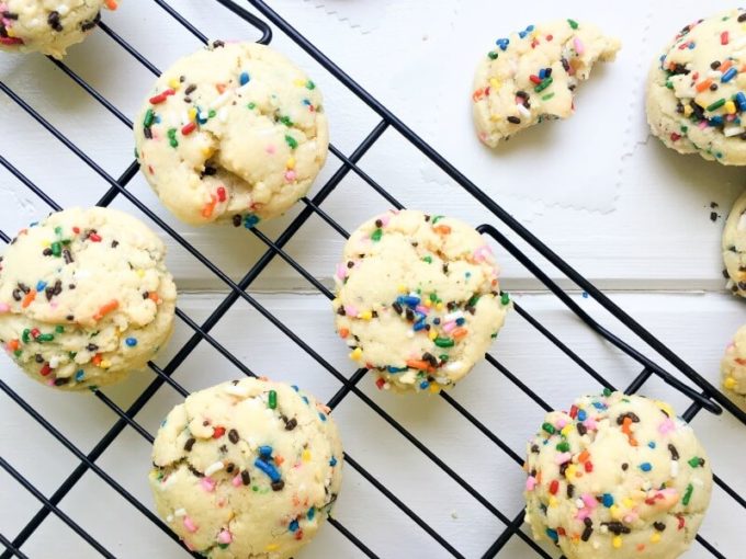 These Funfetti Sugar Cookies are chewy, fluffy and sprinkled with color throughout. With only 9 simple pantry ingredients, you can enjoy these festive cookies in less than 30 minutes!