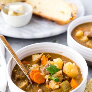 Hearty, flavorful, classic beef stew made in the pressure cooker.