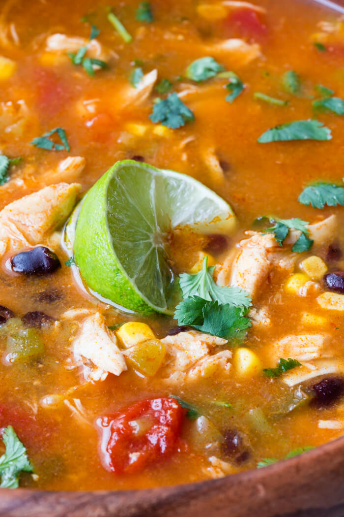 An easy and super flavorful chicken taco soup