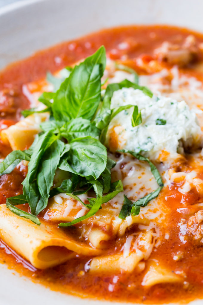 Pressure cooker or instant pot lasagna soup. Topping for instant pot lasagna soup! 