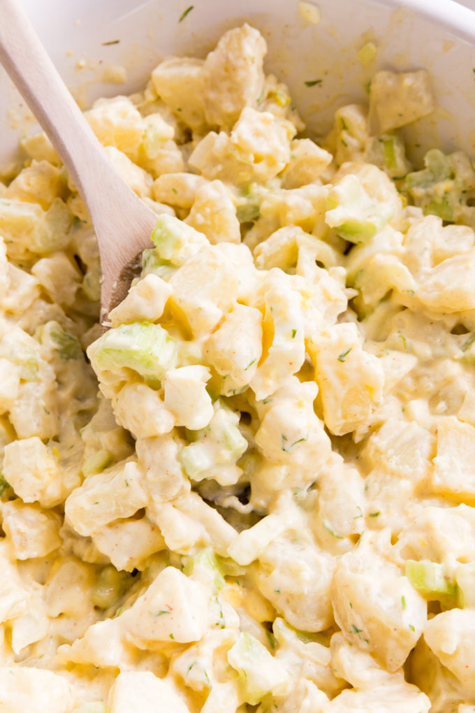 How to make a great instant pot potato salad. Cooking your potatoes and eggs at the same time in the pressure cooker is super helpful. 