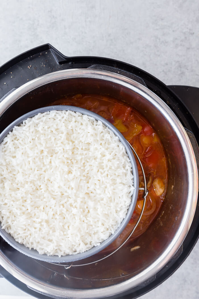 Cooking both rice and chicken at the same time, instant pot sweet and sour chicken