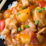 Instant Pot Sweet and Sour Chicken with Rice, cooked in a pressure cooker!