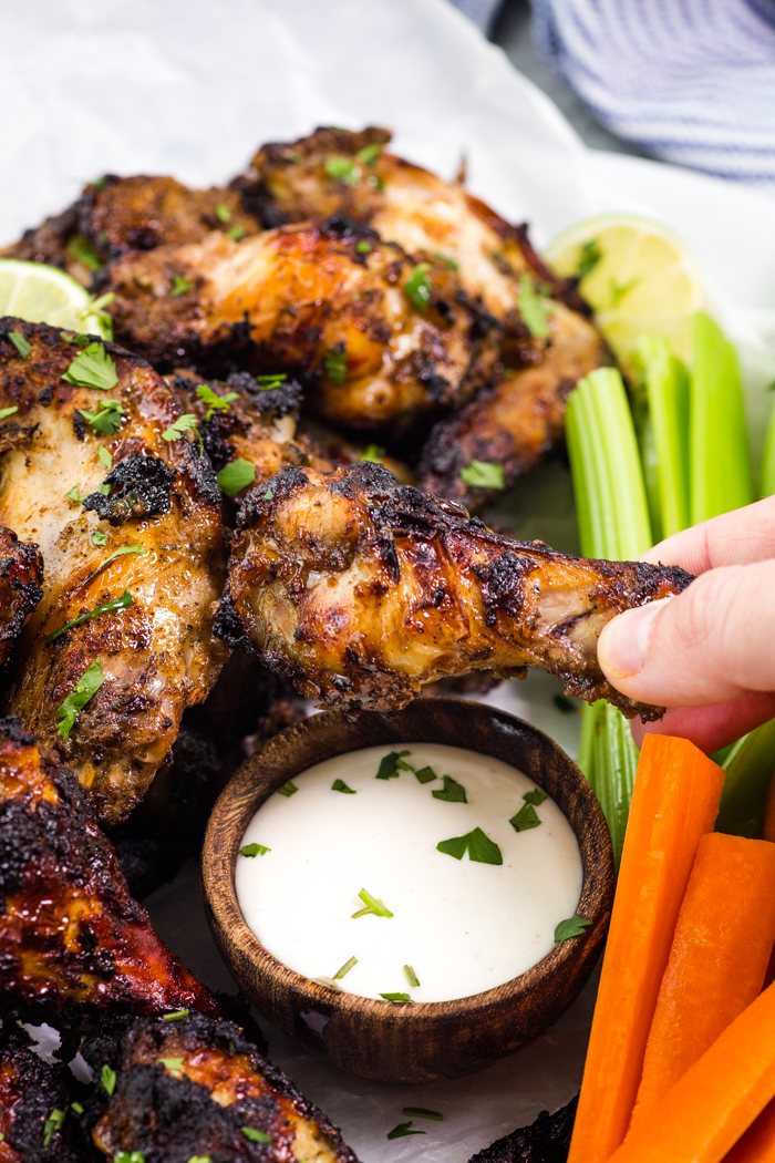 Jerk Chicken Wings, Jamaican slow cooker wings on a plate