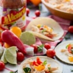 Mango Habanero chicken tacos cooked in the slow cooker. These are so easy!