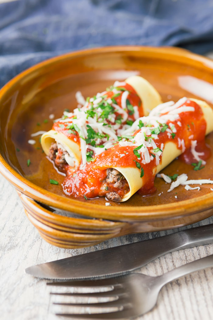 Lasagna Roll Ups on a plate