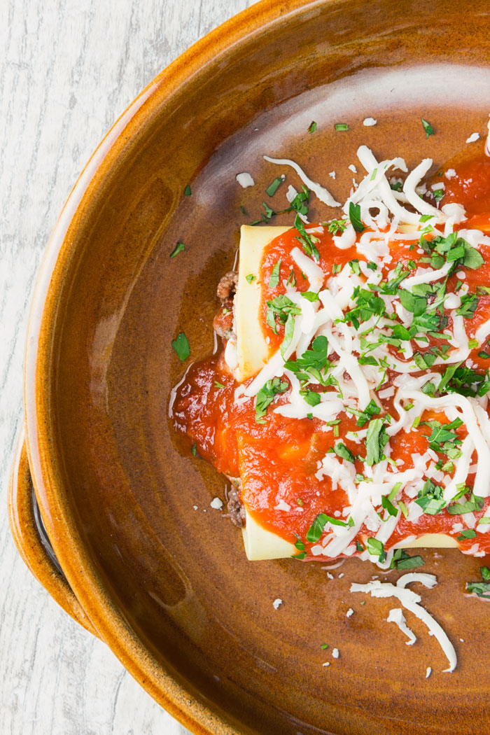 A top down view of lasagna roll ups