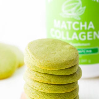 Easy to make Matcha Shortbread Cookies infused with matcha green tea collagen.