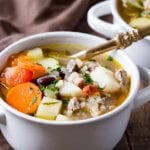 A bowl of heaping and hearty ministrone soup