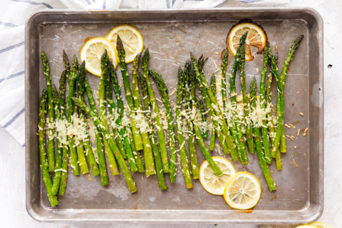 Oven roasted parmesan asparagus is a great vegetable side dish. 