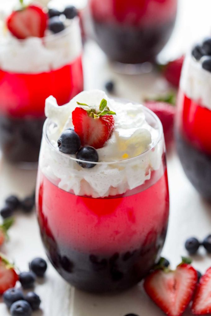 Fun and festive patriotic layered jello cups!